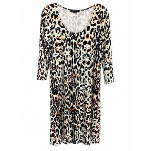 Karen Kane Animal Print T-Shirt Dress Small Made in USA 3/4 Sleeve Stretch